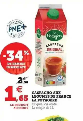 Super U Gaspacho Aux Légumes De France La Potagère offre