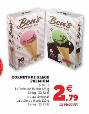 Super U Cornets De Glace Premium offre
