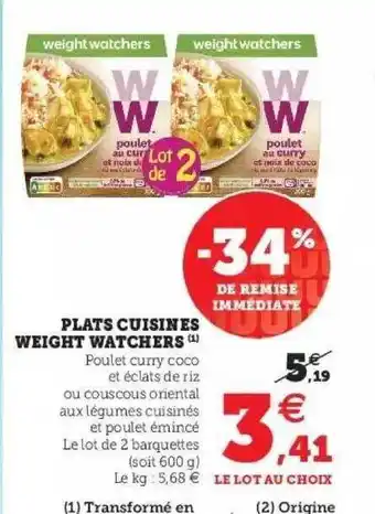 Super U Plats Cuisines Weight Watchers offre