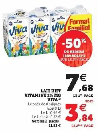 Super U Lait Uht Vitamine 1% Mg Viva offre