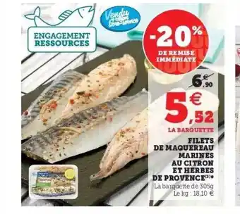 Super U Filet De Maquereau Marines Au Citron Et Herbes De Provence offre