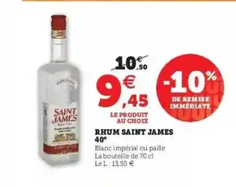 Super U Rhum Saint James 40° offre