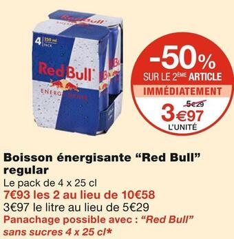 Monoprix Red bull boisson énergisante regular offre