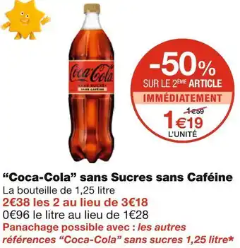 Monoprix “coca-cola” sans sucres sans caféine offre