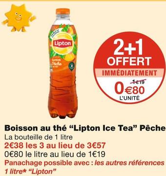 Monoprix Lipton ice tea boisson au thé pêche offre