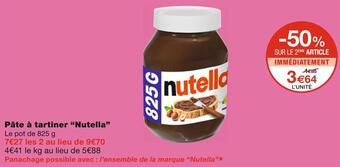Monoprix Nutella pâte à tartiner offre