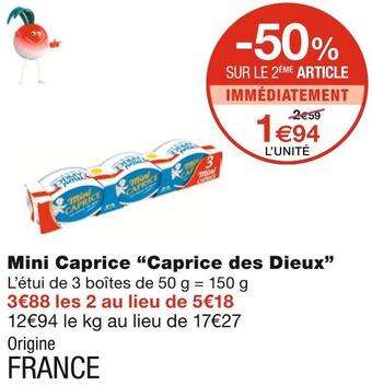 Monoprix Caprice des dieux mini caprice offre