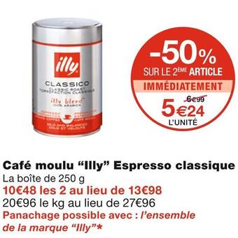 Monoprix Illy café moulu espresso classique offre