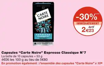 Monoprix Carte noire capsules espresso classique n°7 offre