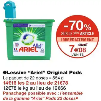 Monoprix Ariel lessive original pods offre