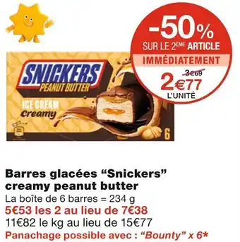 Monoprix Snickers barres glacées creamy peanut butter offre