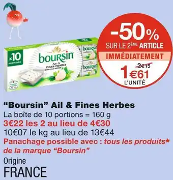 Monoprix Boursin ail & fines herbes offre