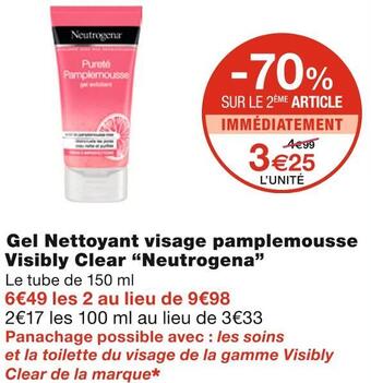 Neutrogena gel nettoyant visage pamplemousse visibly clear
