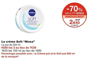 Monoprix Nivea la crème soft offre