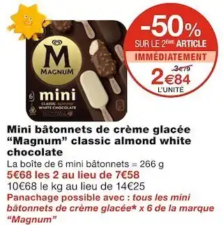 Monoprix Magnum mini bâtonnets de crème glacée classic almond white chocolate offre