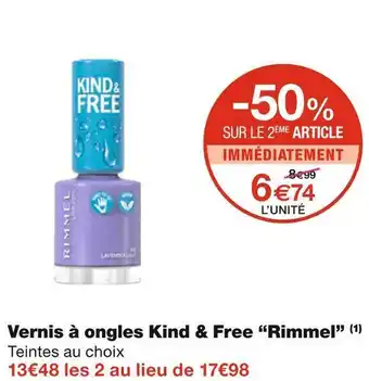 Monoprix Rimmel vernis à ongles kind & free offre