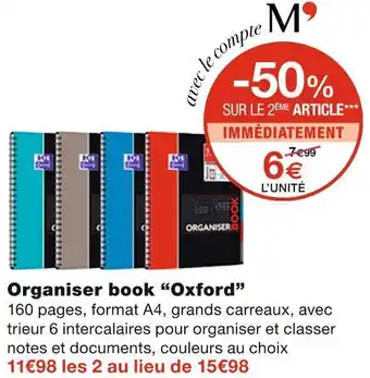 Monoprix Oxford organiser book offre