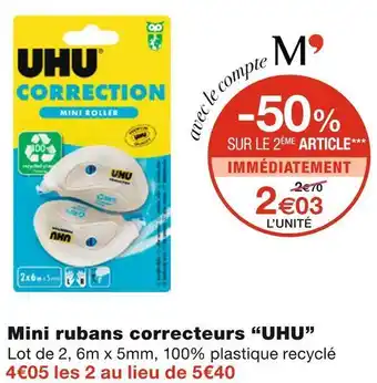 Monoprix Uhu mini rubans correcteurs offre
