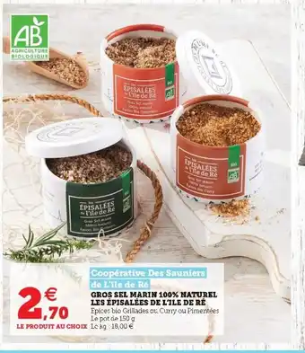 Super U Gros Sel Marin 100% Naturel Les épisalées de l'Ile de Ré offre