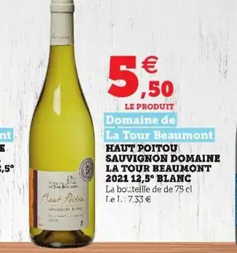 Haut Poitou Sauvignon Domaine La Tout Beaumont 2021 12,5 Blanc