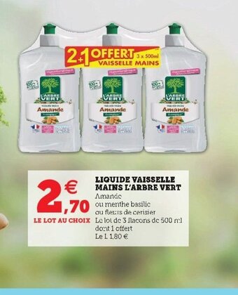 Super U Liquide Vaisselle Mains l'Arbre Vert offre