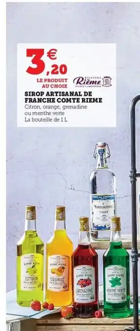 Super U Sirop Artisanal De Franche Comte Rieme offre