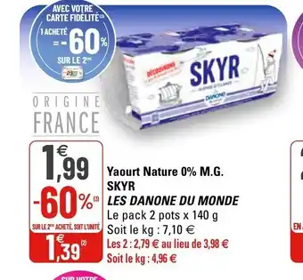 G20 Yaourt Nature 0% M.G Skyr offre