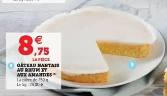 Super U Gâteau Nantais Au Rhum Et Aux Amandes offre