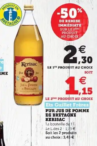 Super U Pur Jus De Pomme De Bretagne Kerisac offre