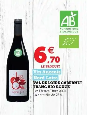 Super U Val De Loire Cabernet Franc Bio Rouge offre