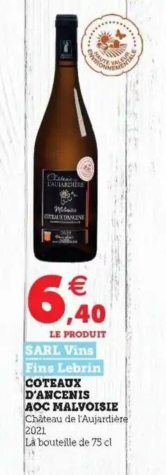 Super U Coteaux D'Ancenis Aoc Malvoisie offre