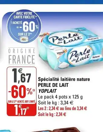 G20 Spécialité laitière nature Perle de Lait Yoplait offre