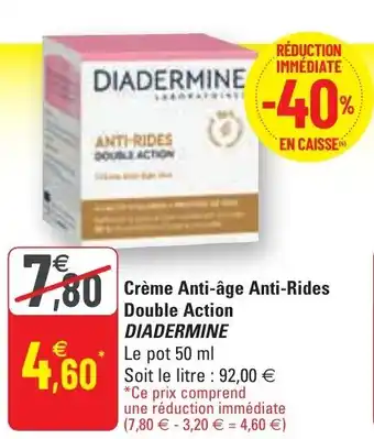 G20 DIADERMINE crème anti-âge anti-rides double action offre