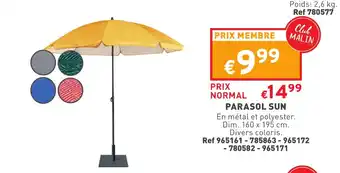 Trafic Parasol sun offre