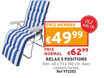 Trafic Relax 5 positions offre