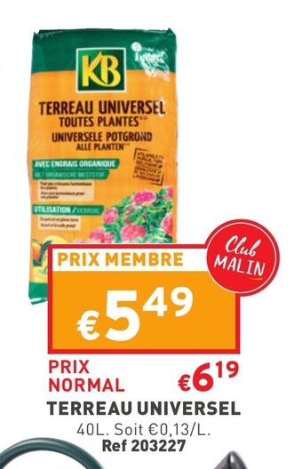 Trafic Terreau universel offre