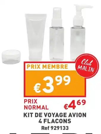 Trafic Kit de voyage avion 4 flacons offre