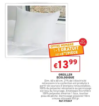 Trafic Oreiller ecologique offre