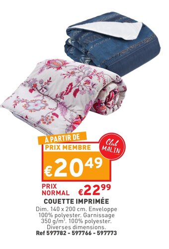 Trafic Couette imprimée offre