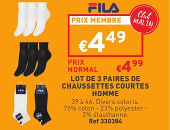 Trafic Lot de 3 paires de chaussettes courtes homme offre