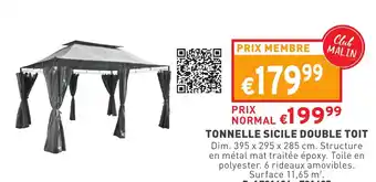 Trafic Tonnelle sicile double toit offre