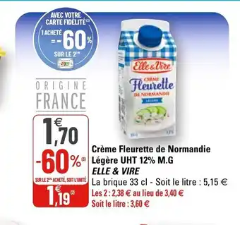 G20 Crème Fleurette de Normandie Légère UHT offre