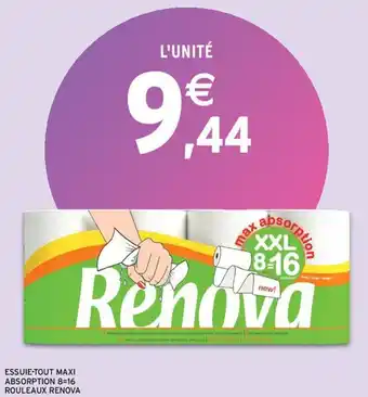 Intermarché RENOVA essuie-tout maxi absorption 8=16 rouleaux offre