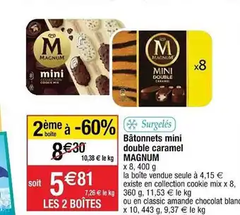 Cora x Carrefour Bâtonnets Mini Double Caramel Magnum offre