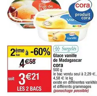 Cora x Carrefour Glace Vanille De Madagascar Cora offre