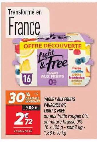 Netto Yaourt Aux Fruits Panachés 0% Light & Free offre