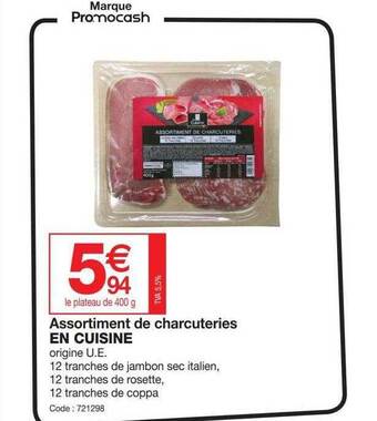 Promocash Assortiment De Charcuteries En Cuisine offre