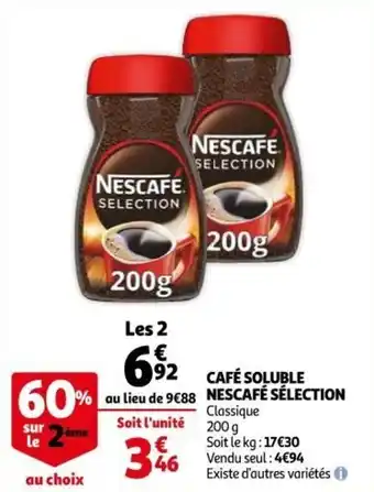 Auchan Supermarché NESCAFÉ SÉLECTION café soluble offre