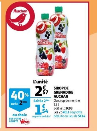 Auchan Supermarché Auchan Sirop de Grenadine offre