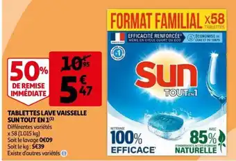 Auchan Supermarché Sun Tout En 1 Tablettes Lave Vaisselle offre